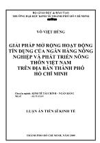 Luận án Giải pháp mở rộng hoạt động tín dụng của ngân hàng Nông nghiệp và phát triển nông thôn Việt Nam trên địa bàn thành phố Hồ Chí Minh