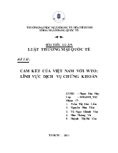 Tiểu luận Cam kết của Việt Nam với wto- Lĩnh vực dịch vụ chứng khoán