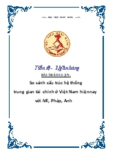 So sánh cấu trúc hệ thống trung gian tài chính ở Việt Nam hiện nay với Mỹ, Pháp, Anh