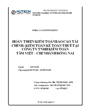 Báo cáo Hoàn thiện kiểm toán tài chính – kiểm toán kế toán thuế tại công ty TNHH Kiểm toán Tâm Việt – Chi nhánh Đồng Nai