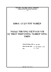 Ngoại thương Việt Nam với sự phát triển nông nghiệp nông thôn