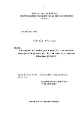 Đề tài Giải pháp vận dụng kế toán quản trị vào các doanh nghiệp ngành mực in tái chế khu vực TP Hồ Chí Minh