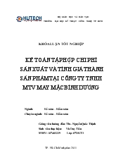 Đề tài Kế toán tập hợp chi phí sản xuất và tính giá thành sản phẩm tại Công ty TNHH MTV May Mặc Bình Dương