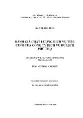Đánh giá chất lượng dịch vụ tiệc cưới của công ty dịch vụ du lịch Phú Thọ