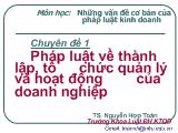 Pháp luật về thành lập, tổ chức quản lý và hoạt động của doanh nghiệp