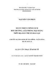 Hoàn thiện chính sách bồi thường, giải phóng mặt bằng trên địa bàn thị xã Bảo Lộc