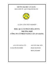 Luận văn Hiệu quả cổ phần hóa Doanh nghiệp Nhà nước – Trường hợp Công ty cổ phần Xáng Cát An Giang