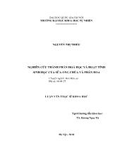 Nghiên cứu thành phần hoá học và hoạt tính sinh học của sữa ong chúa và phấn hoa