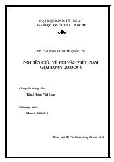 Nghiên cứu về fdi vào Việt Nam giai đoạn 2000 - 2010