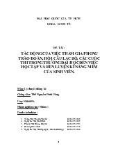 Tác động của việc tham gia phong trào Đoàn, Hội, các câu lạc bộ, các cuộc thi trong trường đại học đến việc học tập và hình thành kĩ năng mềm của sinh viên