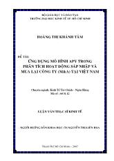 Ứng dụng mô hình APV trong phân tích hoạt động sáp nhập và mua lại công ty (M & A) tại công ty