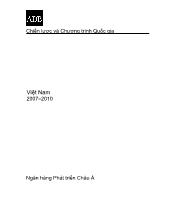 Chiến lược và chương trình phát triển Quốc gia Việt Nam 2007-2010: Ngân hàng phát triển Châu Á