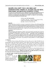 Nghiên cứu chiết tách, xác định Axit Hydroxycitric trong lá, vỏ quả của cây bứa, ứng dụng tạo muối Kali Hydroxy Citrat