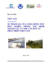 Việt nam - Sự tham gia của cộng đồng ngư dân nghèo trong xác định nguồn lực và nhu cầu đầu tư phát triển thủy sản
