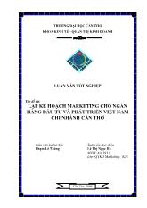 Luận văn Lập kế hoạch marketing cho ngân hàng đầu tư và phát triển Việt Nam chi nhánh Cần Thơ
