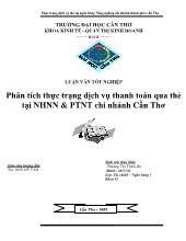 Luận văn Phân tích thực trạng dịch vụ thanh toán qua thẻ tại NHNN và PTNT chi nhánh Cần Thơ