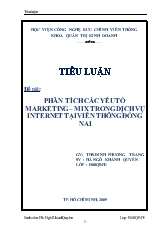 Tiểu luận Phân tích các yếu tố marketing – mix trong dịch vụ Internet tại viễn thông Đồng Nai