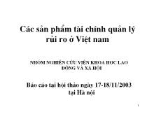 Các sản phẩm tài chính quản lý rủi ro ở Việt Nam