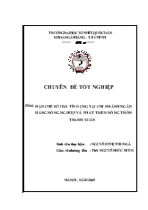 Chuyên đề Hạn chế rủi ro tín dụng tại chi nhánh ngân hàng nông nghiệp và phát triển nông thôn Thanh Xuân