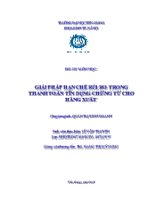 Đồ án Giải pháp hạn chế rủi ro trong thanh toán tín dụng chứng từ cho hàng xuất