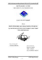 Luận văn Phân tích hiệu quả hoạt động tín dụng tại chi nhánh ngân hàng nông nghiệp và phát triển nông thôn Hòn Ðất