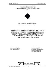Luận văn Phân tích tình hình cho vay ngắn hạn tại ngân hàng đầu tư và phát triển Việt Nam chi nhánh Cần Thơ