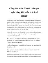 Tìm hiểu Thanh toán qua ngân hàng khi khấu trừ thuế giá trị gia tăng