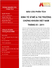 Báo cáo Phân tích vĩ mô và thị trường chứng khoán Việt Nam tháng 3/2011