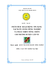 Khóa luận Phân tích hoạt động tín dụng tại ngân hàng nông nghiệp và phát triển nông thôn chi nhánh huyện Lấp Vò
