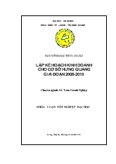 Khóa luận Lập kế hoạch kinh doanh cho cơ sở Hưng Quang giai đoạn 2008-2010