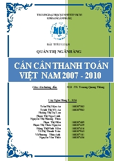 Tiểu luận Cán cân thanh toán Việt Nam 2007-2010
