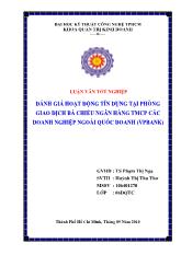 Luận văn Đánh giá hoạt động tín dụng tại phòng giao dịch Bà Chiểu ngân hàng thương mại cổ phần các doanh nghiệp ngoài quốc doanh VPBank
