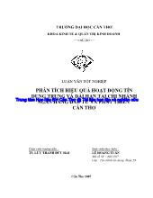 Luận văn Phân tích hiệu quả hoạt động tín dụng trung và dài hạn tại chi nhánh ngân hàng đầu tư và phát triển Cần Thơ