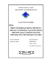 Luận văn Phân tích hoạt động tín dụng trung và dài hạn tại ngân hàng thương mại cổ phần Sài Gòn Thương Tín chi nhánh Cần Thơ