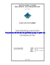 Luận văn Phân tích kết quả hoạt động kinh doanh tại VPBank chi nhánh Cần Thơ