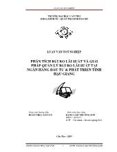 Luận văn Phân tích rủi ro lãi suất và giải pháp quản lý rủi ro lãi suất tại ngân hàng đầu tư và phát triển tỉnh Hậu Giang
