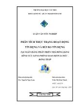 Luận văn Phân tích thực trạng hoạt động tín dụng và rủi ro tín dụng tại ngân hàng phát triển nhà đồng bằng sông Cửu Long phòng giao dịch Sa Đéc – Đồng Tháp