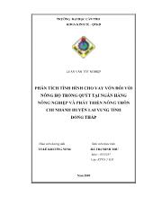 Luận văn Phân tích tình hình cho vay vốn đối với nông hộ trồng quýt tại ngân hàng nông nghiệp và phát triển nông thôn chi nhánh huyện Lai Vung, tỉnh Đồng Tháp