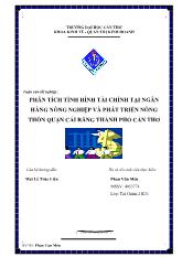 Luận văn Phân tích tình hình tài chính tại ngân hàng nông nghiệp và phát triển nông thôn quận Cái Răng, thành phố Cần Thơ