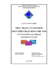 Luận văn Thực trạng và giải pháp phát triển hoạt động thẻ ATM của ngân hàng SacomBank chi nhánh Cần Thơ