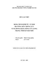 Tóm tắt luận án Động thái kinh tế - xã hội hộ nông dân trồng lúa vùng đồng bằng sông Cửu Long trong thời kỳ đổi mới