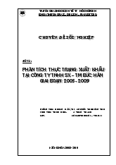 Chuyên đề Phân tích thực trạng xuất khẩu tại công ty TNHH sản xuất thương mại Đức Hân giai đoạn 2005-2009