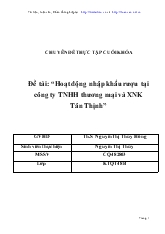 Chuyên đề Hoạt động nhập khẩu rượu tại công ty TNHH thương mại và xuất nhập khẩu Tân Thịnh