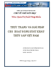 Chuyên đề Thực trạng và giải pháp cho hoạt động xuất khẩu thủy sản Việt Nam