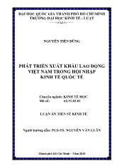 Luận án Phát triển xuất khẩu lao động Việt Nam trong hội nhập kinh tế quốc tế