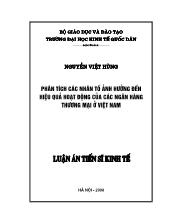 Luận án Phân tích các nhân tố ảnh hưởng đến hiệu quả hoạt động của các ngân hàng thương mại điện tử ở Việt Nam