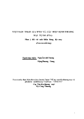 Đề tài Việt Nam tham gia WTO và các hiệp định thương mại tự do FTA: Hàm ý đối với xuất khẩu hàng dệt may