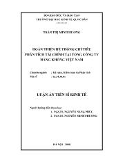 Luận án Hoàn thiện hệ thống chỉ tiêu phân tích tài chính tại tổng công ty hàng không Việt Nam