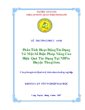 Khóa luận Phân tích hoạt động tín dụng và một số biện pháp nâng cao hiệu quả tín dụng tại ngân hàng nông nghiệp huyện Thoại Sơn