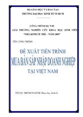 Đề tài Đề xuất tiến trình mua bán sáp nhập doanh nghiệp tại Việt Nam